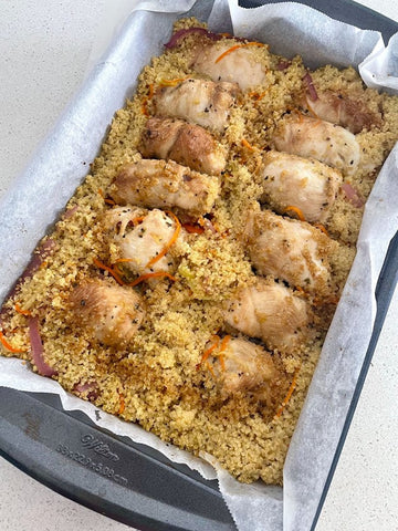 Chicken-Veggie Rolls over Quinoa